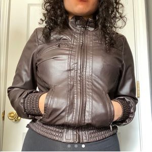 Brown leather jacket